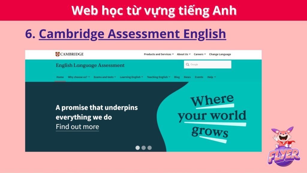 Web học từ vựng tiếng Anh - Cambridge Assessment English