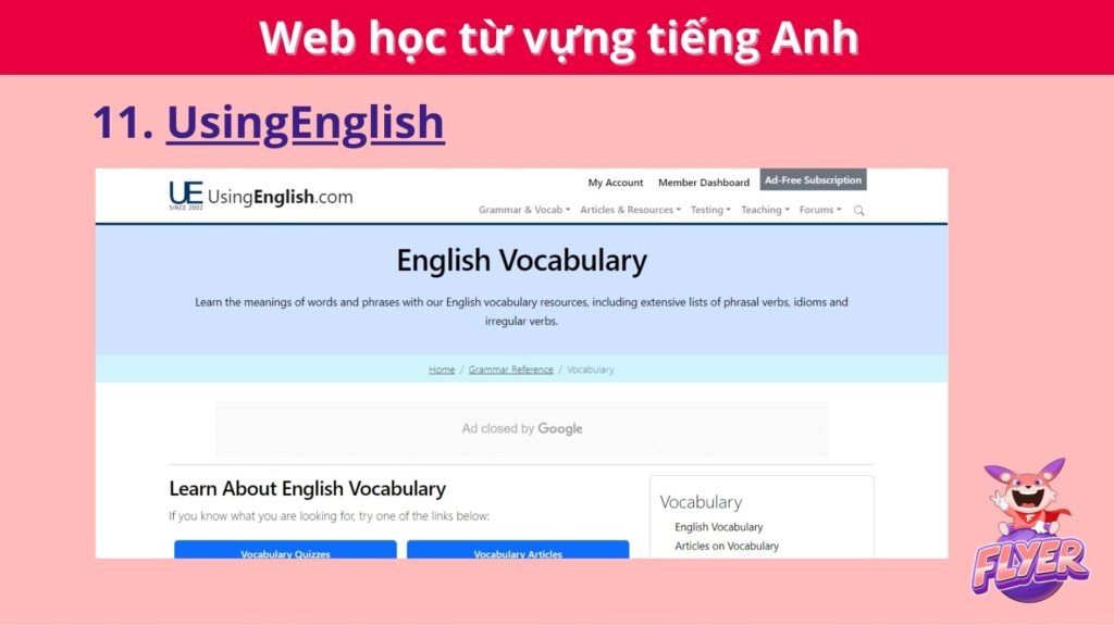 Web học từ vựng tiếng Anh - UsingEnglish